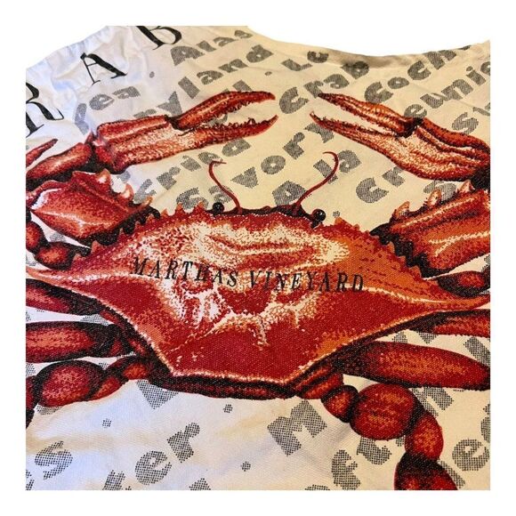 Chefs Crab Full Apron Martha’s Vineyard Design Maryland Lemon Oyster Vintage - Picture 3 of 7